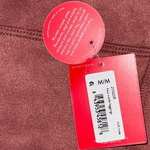 SPANX Faux Suede Leggings Rich Rose | Size Medium | NWT - Picture 6 of 7